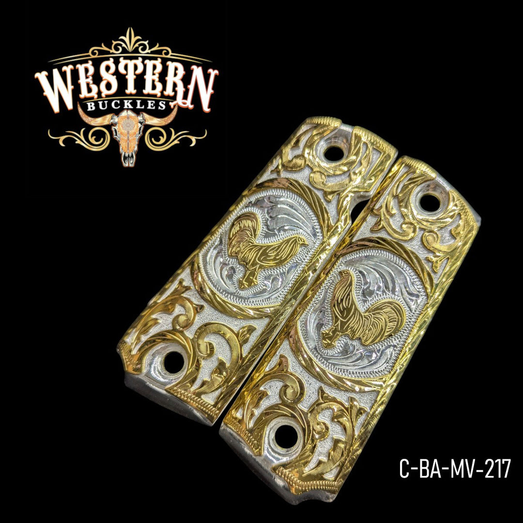 1911 Full Size Roaster Engraving Silver and Gold-The Western Buckles
