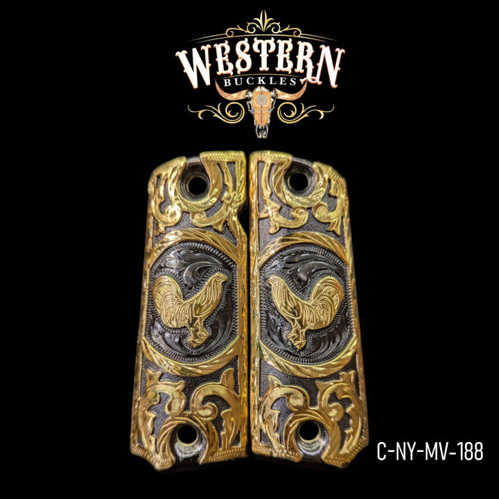 1911 Full Size Rooster Black Nickel and Gold Plated