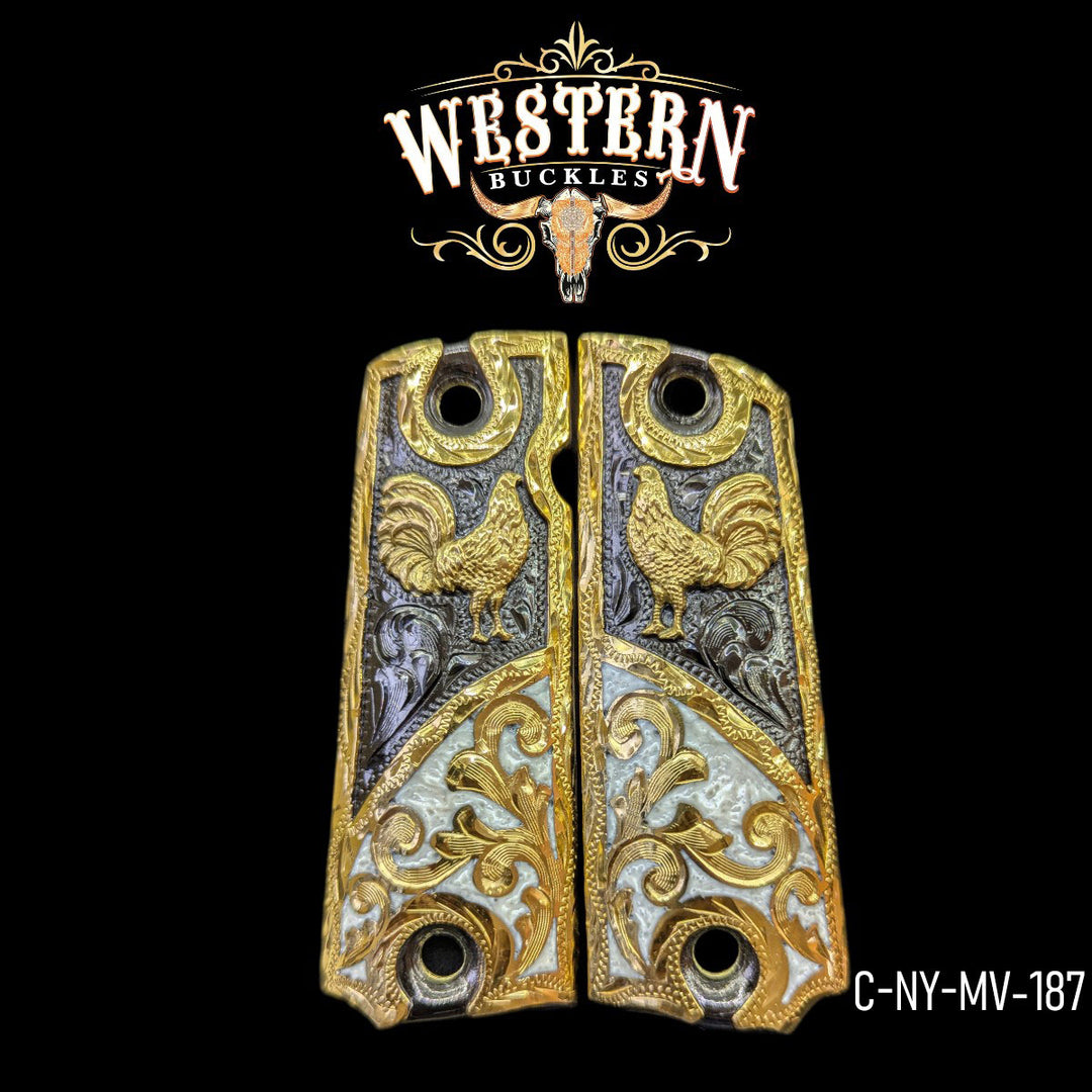 1911 Full Size Rooster Black and White Resin-The Western Buckles