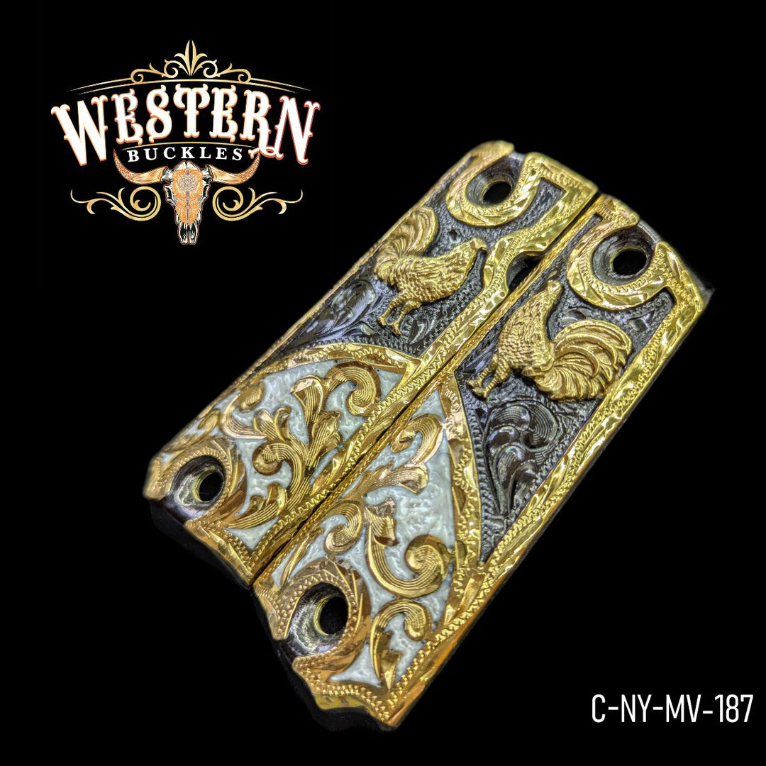 1911 Full Size Rooster Black and White Resin-The Western Buckles