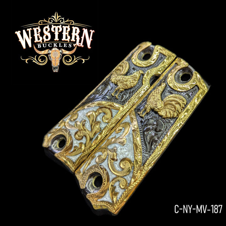 1911 Full Size Rooster Black and White Resin-The Western Buckles