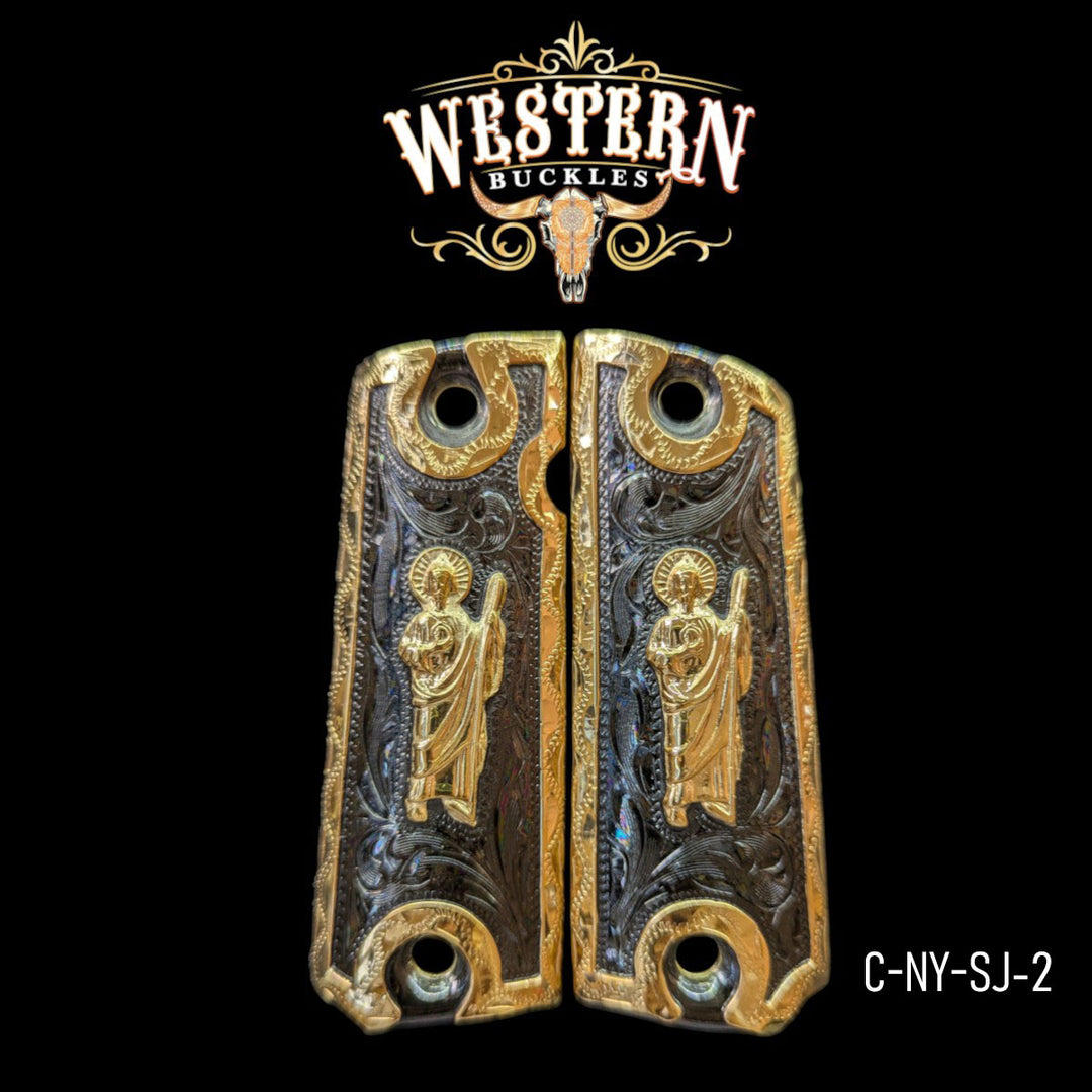 1911 Full Size San Judas Black and Gold Plated-The Western Buckles