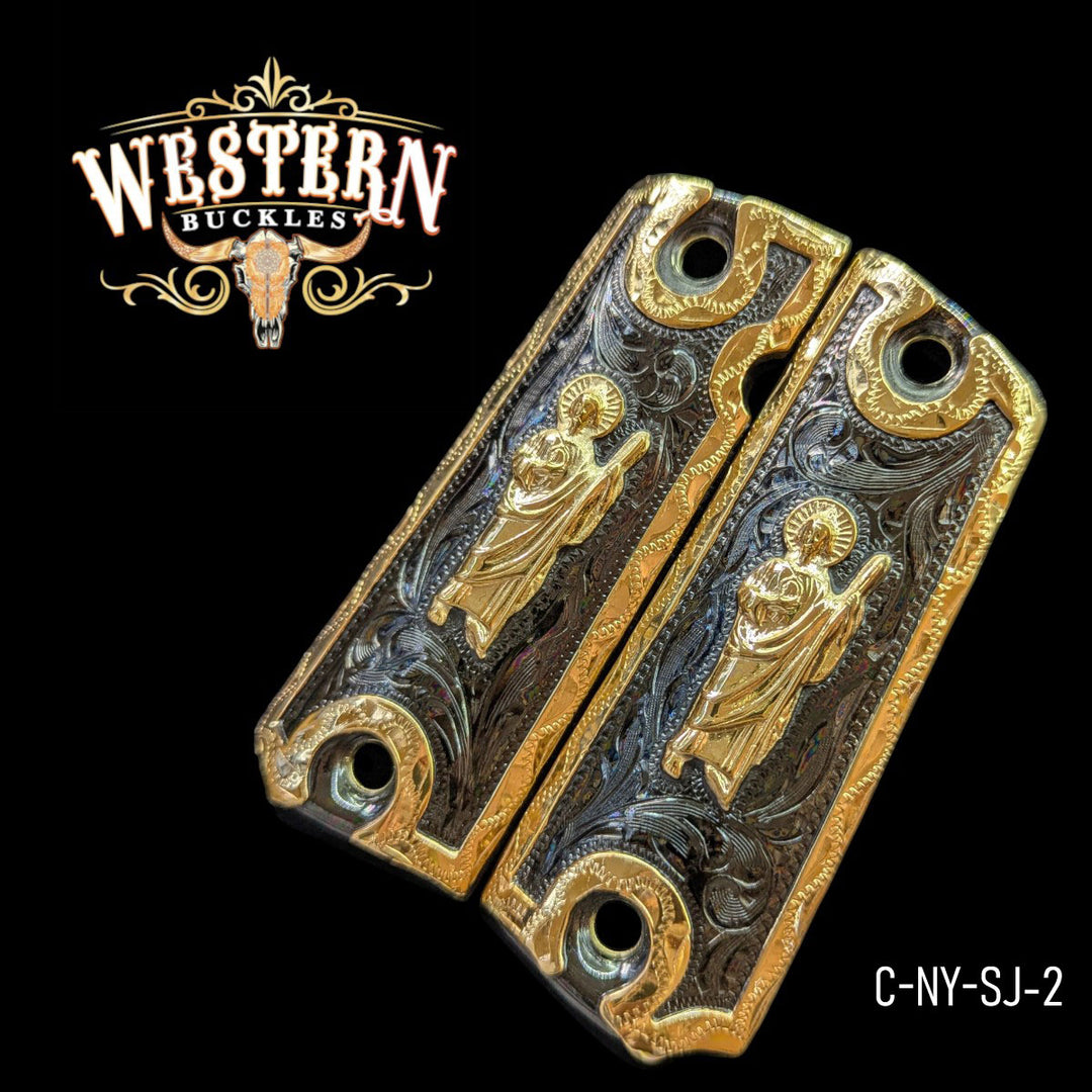 1911 Full Size San Judas Black and Gold Plated-The Western Buckles
