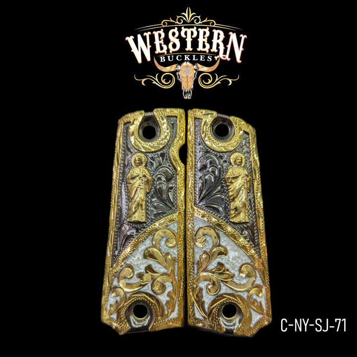 1911 Full Size San Judas Black and White Resin-The Western Buckles