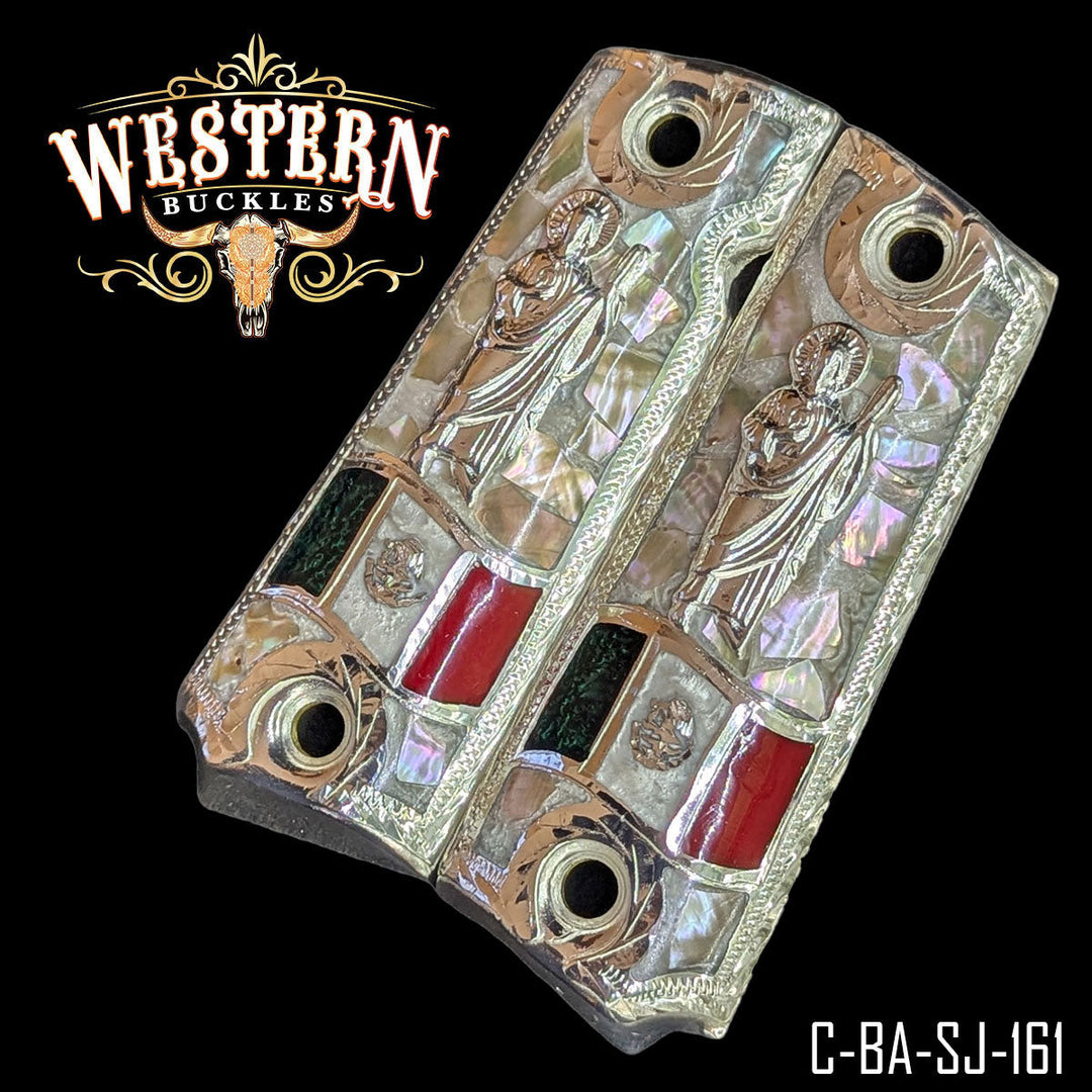 1911 Full Size San Judas Pearl Resin and Silver-The Western Buckles