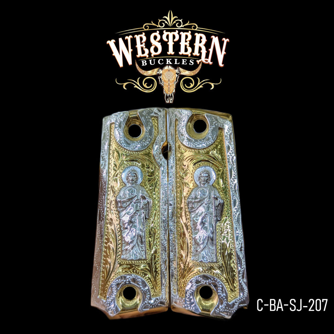 1911 Full Size San Judas Silver and Gold-The Western Buckles