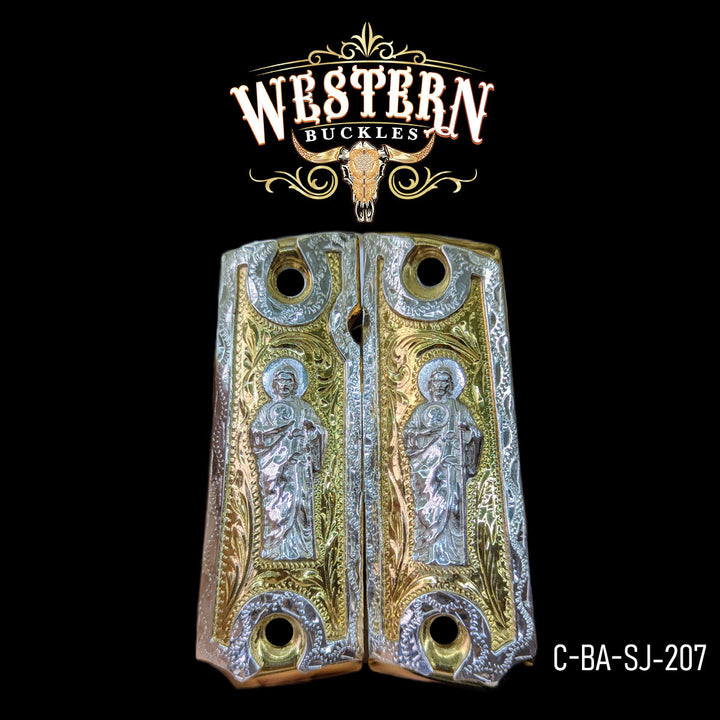 1911 Full Size San Judas Silver and Gold-The Western Buckles