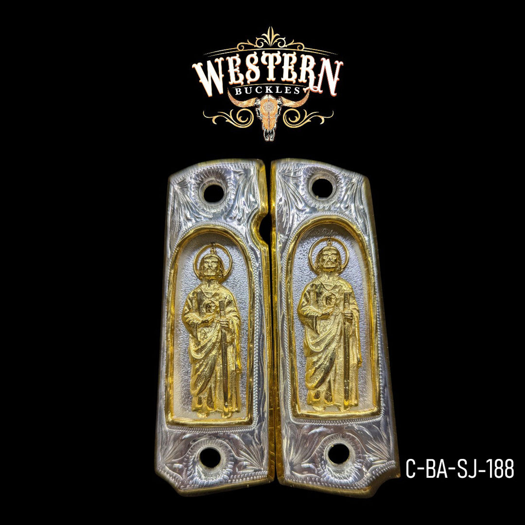 1911 Full Size San Judas Silver and Gold-The Western Buckles