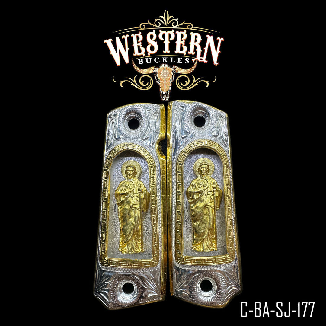 1911 Full Size San Judas Silver and Gold-The Western Buckles