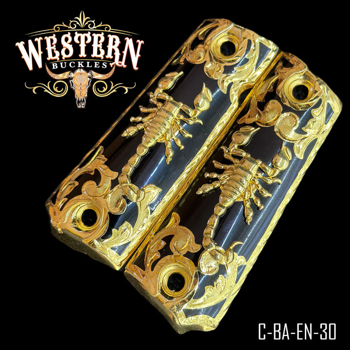 1911 Full Size Scorpion Black and Gold Grips-The Western Buckles