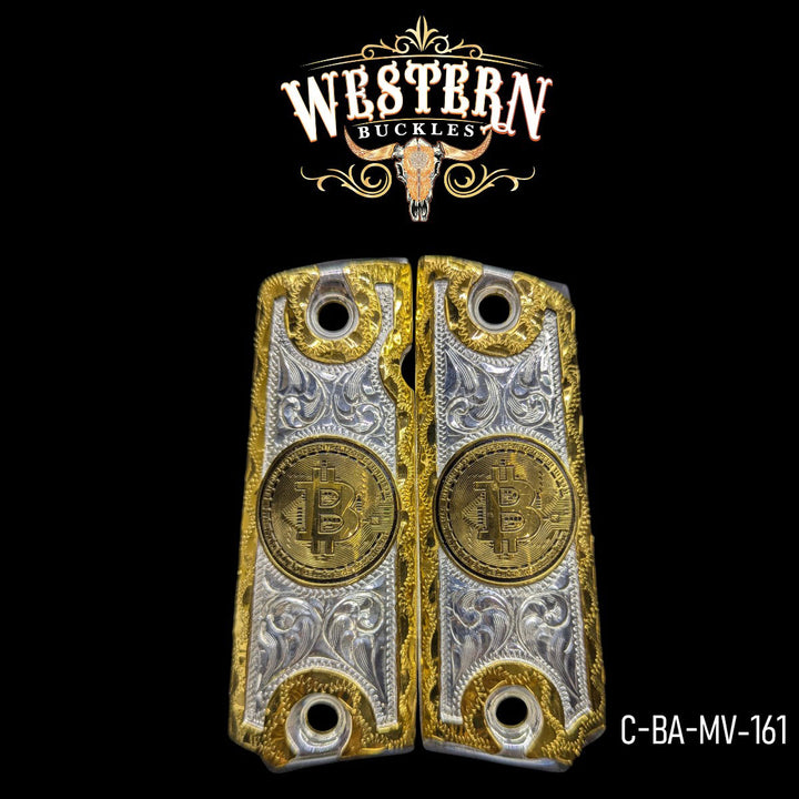 1911 Full Size Silver and Gold Bitcoin-The Western Buckles