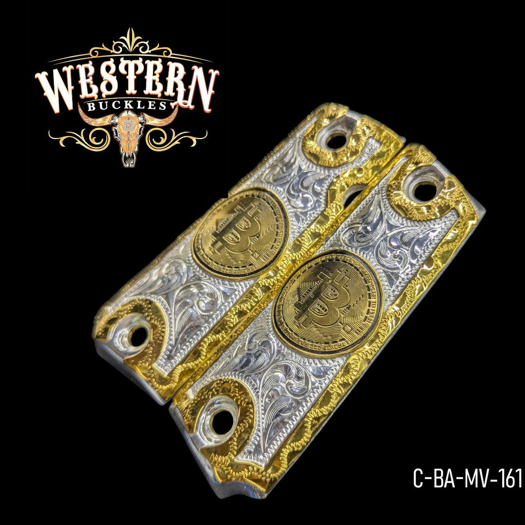 1911 Full Size Silver and Gold Bitcoin-The Western Buckles