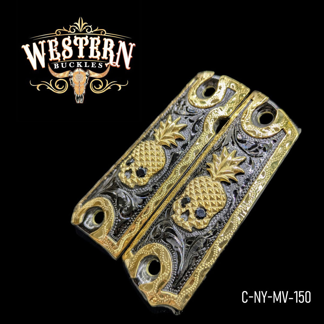 1911 Full Size Skull Black and Gold Plated-The Western Buckles
