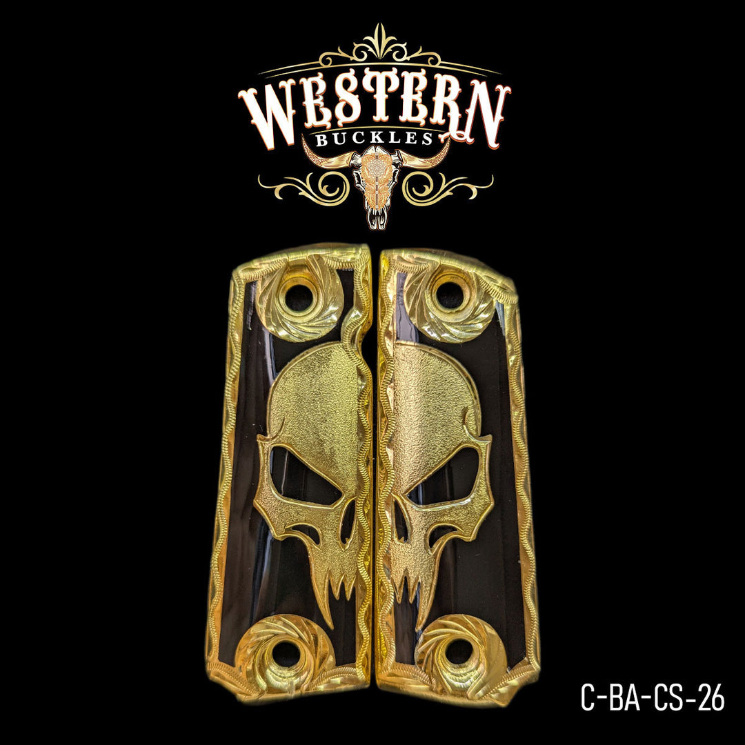 1911 Full Size Skull Engraved and Black Resin-The Western Buckles