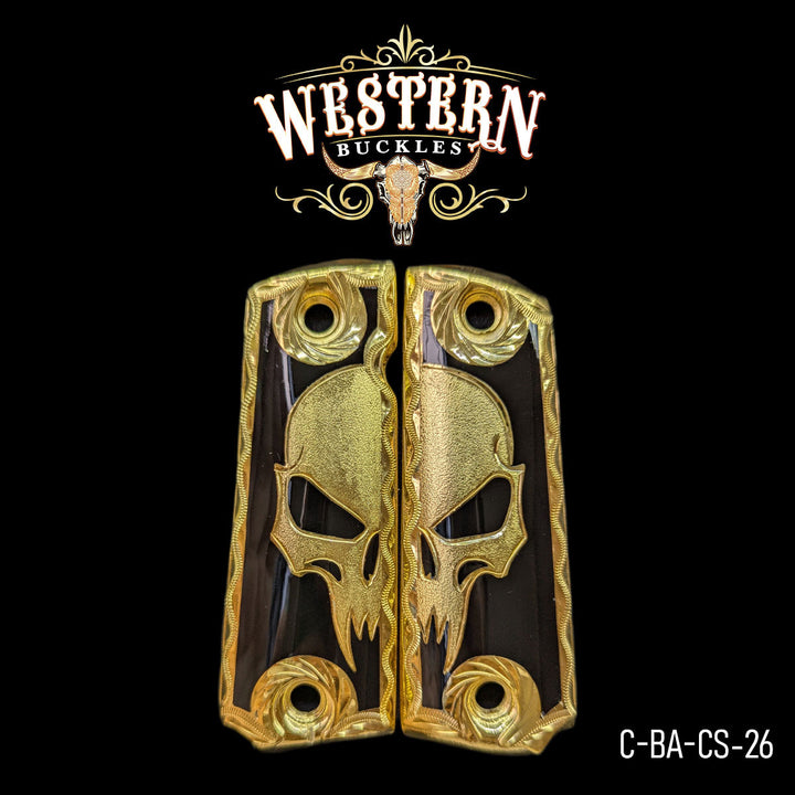 1911 Full Size Skull Engraved and Black Resin-The Western Buckles