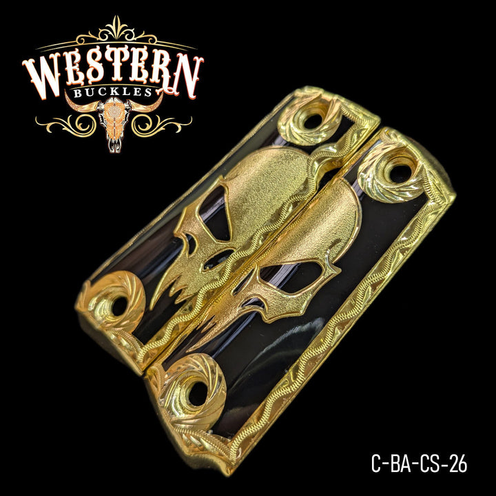 1911 Full Size Skull Engraved and Black Resin-The Western Buckles
