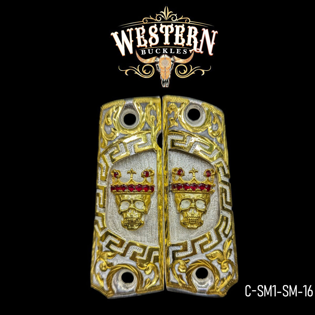 1911 Full Size Skull Gold with Zircoins-The Western Buckles