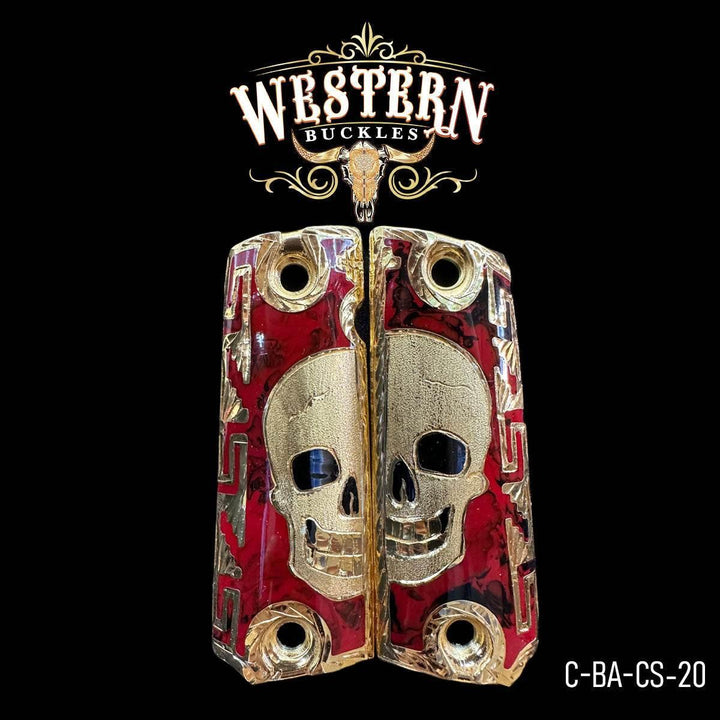 Cacha Colt Calavera con Oro y Resina - Western Buckles