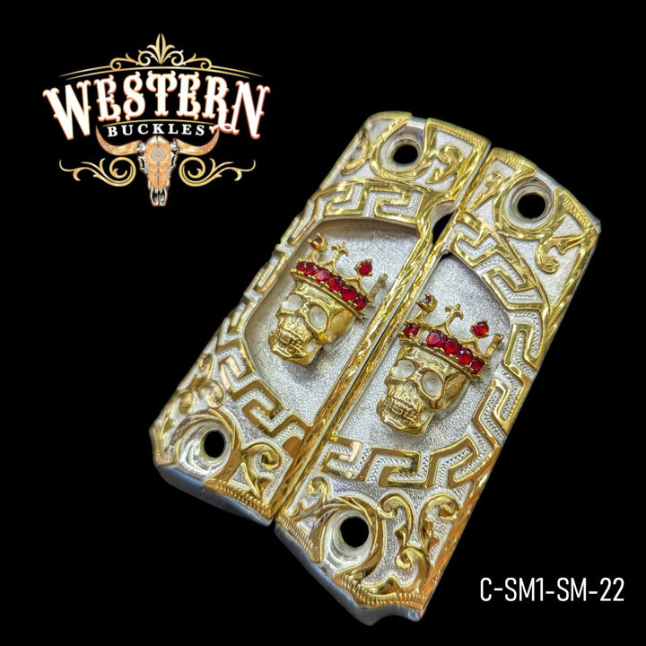 1911 Full Size Skull Red Zircoins Gold Plated