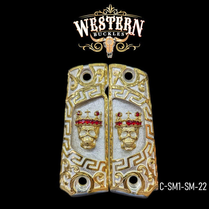 1911 Full Size Skull Red Zircoins Gold Plated