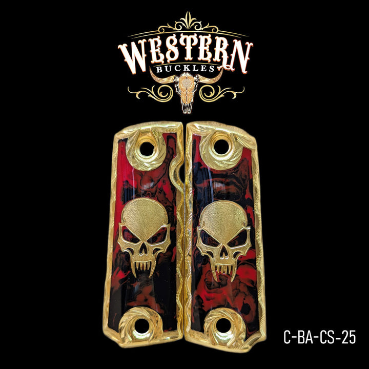 1911 Full Size Skull Red and Black Resin-The Western Buckles