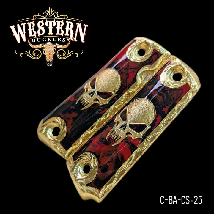 1911 Full Size Skull Red and Black Resin-The Western Buckles