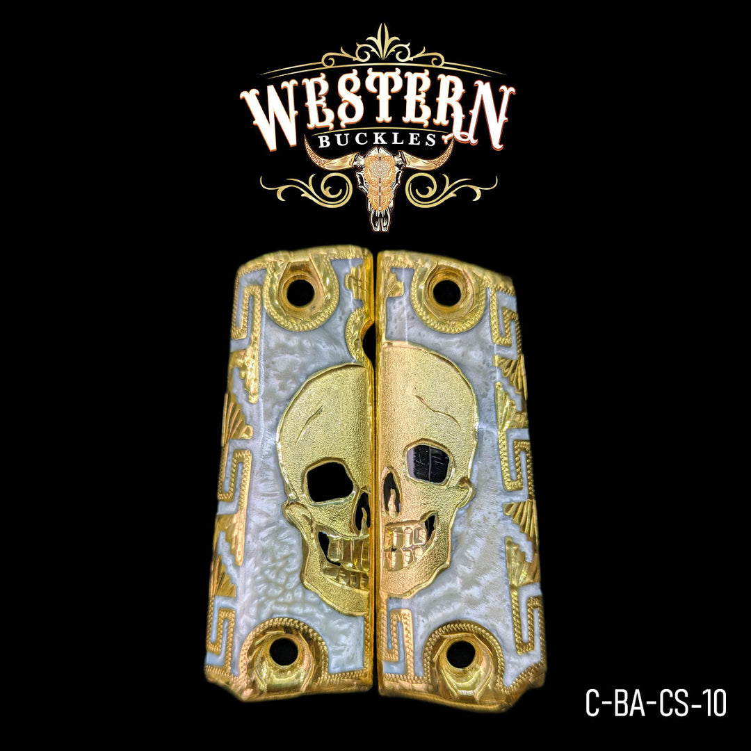 1911 Full Size Skull White Resin-The Western Buckles
