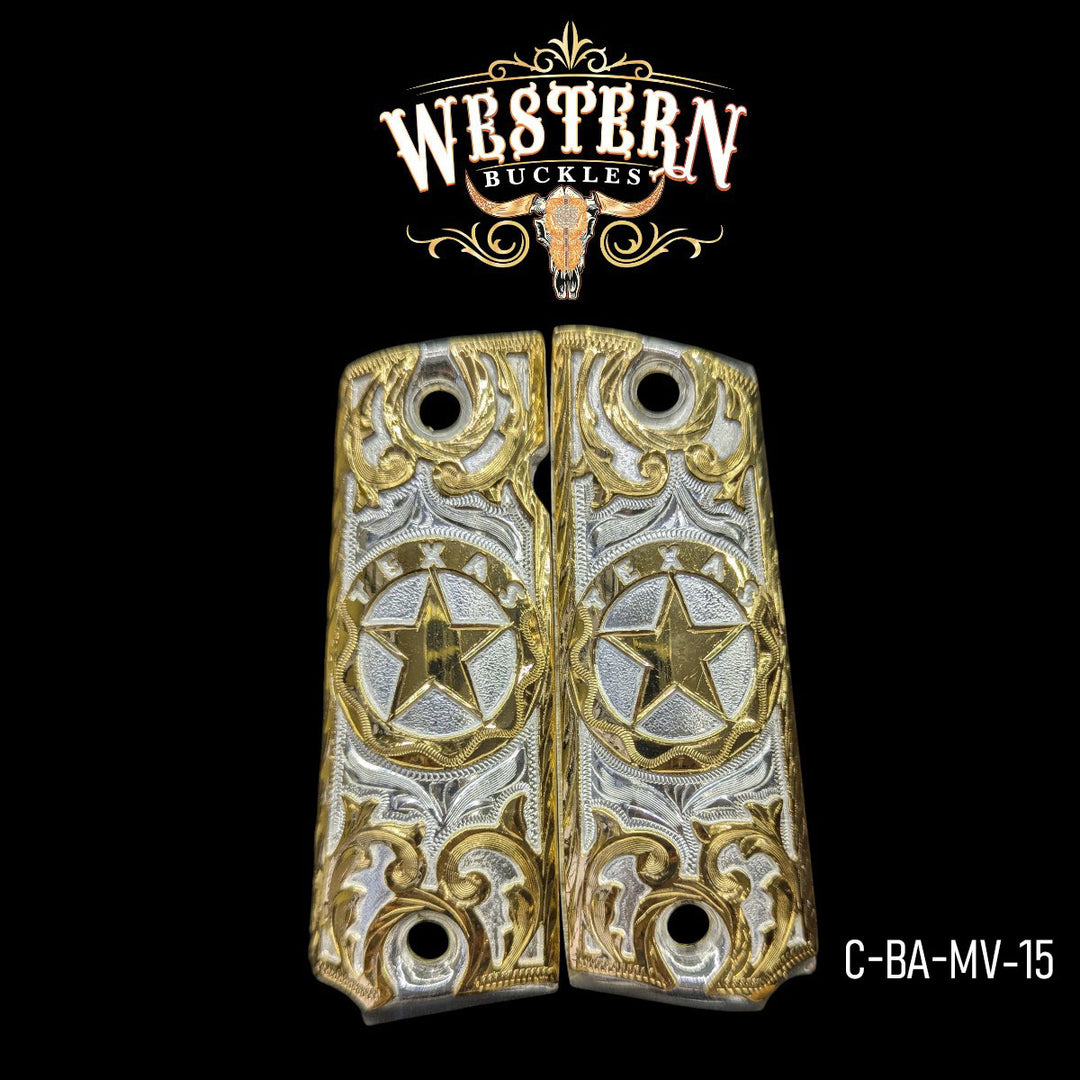 1911 Full Size Texas Gold And Silver Plated-The Western Buckles