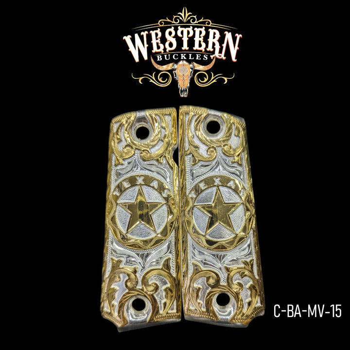 1911 Full Size Texas Gold And Silver Plated-The Western Buckles