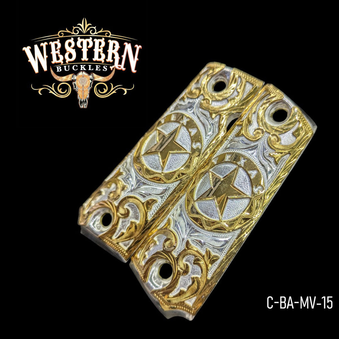 1911 Full Size Texas Gold And Silver Plated-The Western Buckles