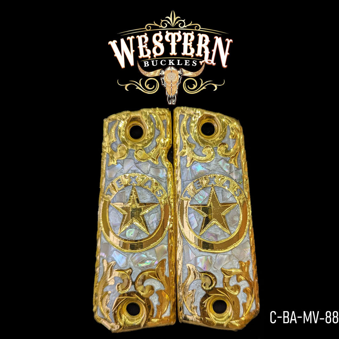 1911 Full Size Texas Pearl Resin and Gold Grips-The Western Buckles
