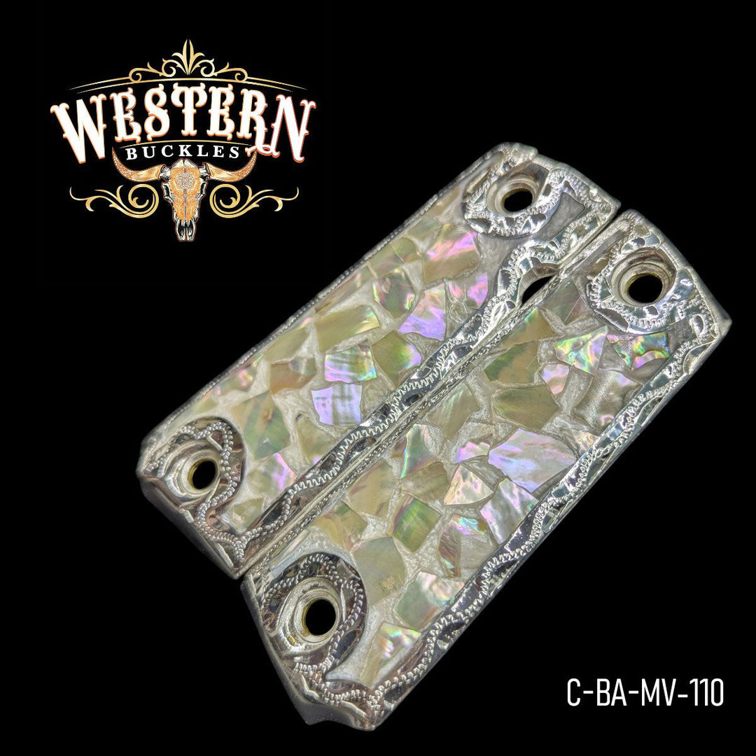 1911 Full Size White Pearl Resin and Silver-The Western Buckles