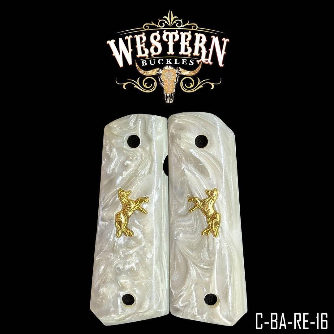 1911 Full Size White Resin and 24K Gold-Plated- The Western Buckles