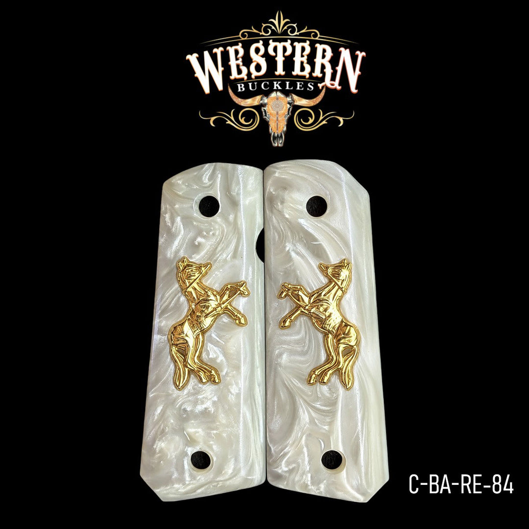 1911 Full Size White Resin and Horse 24K Gold-Plated