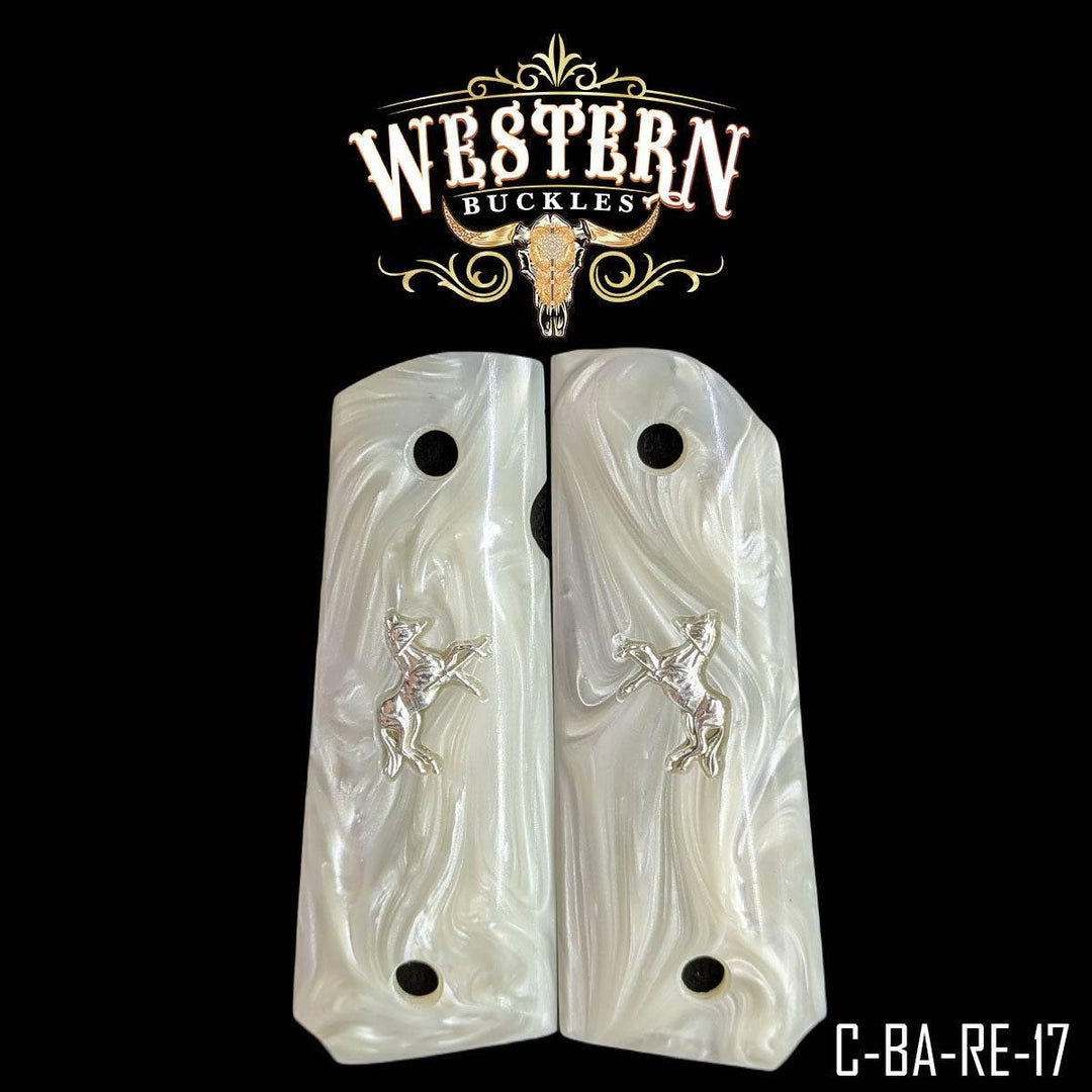 1911 Full Size White Resin and Silver Logo-The Western Buckles