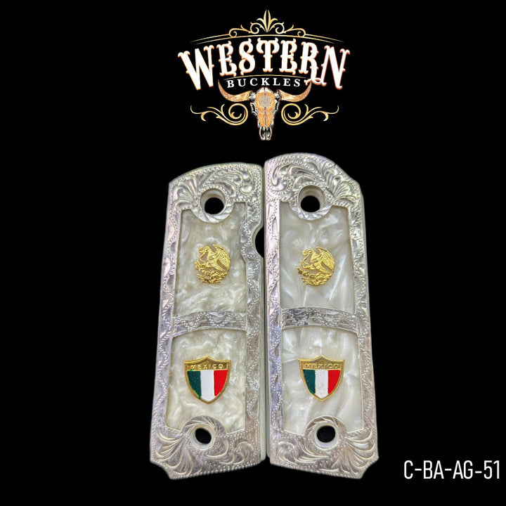 1911 Full Size White Resin and Silver Plated-The Western Buckles