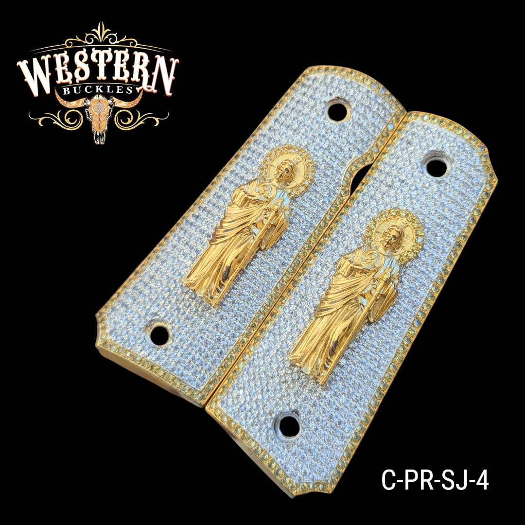 1911 Full Size White Zircoins San Judas and Gold