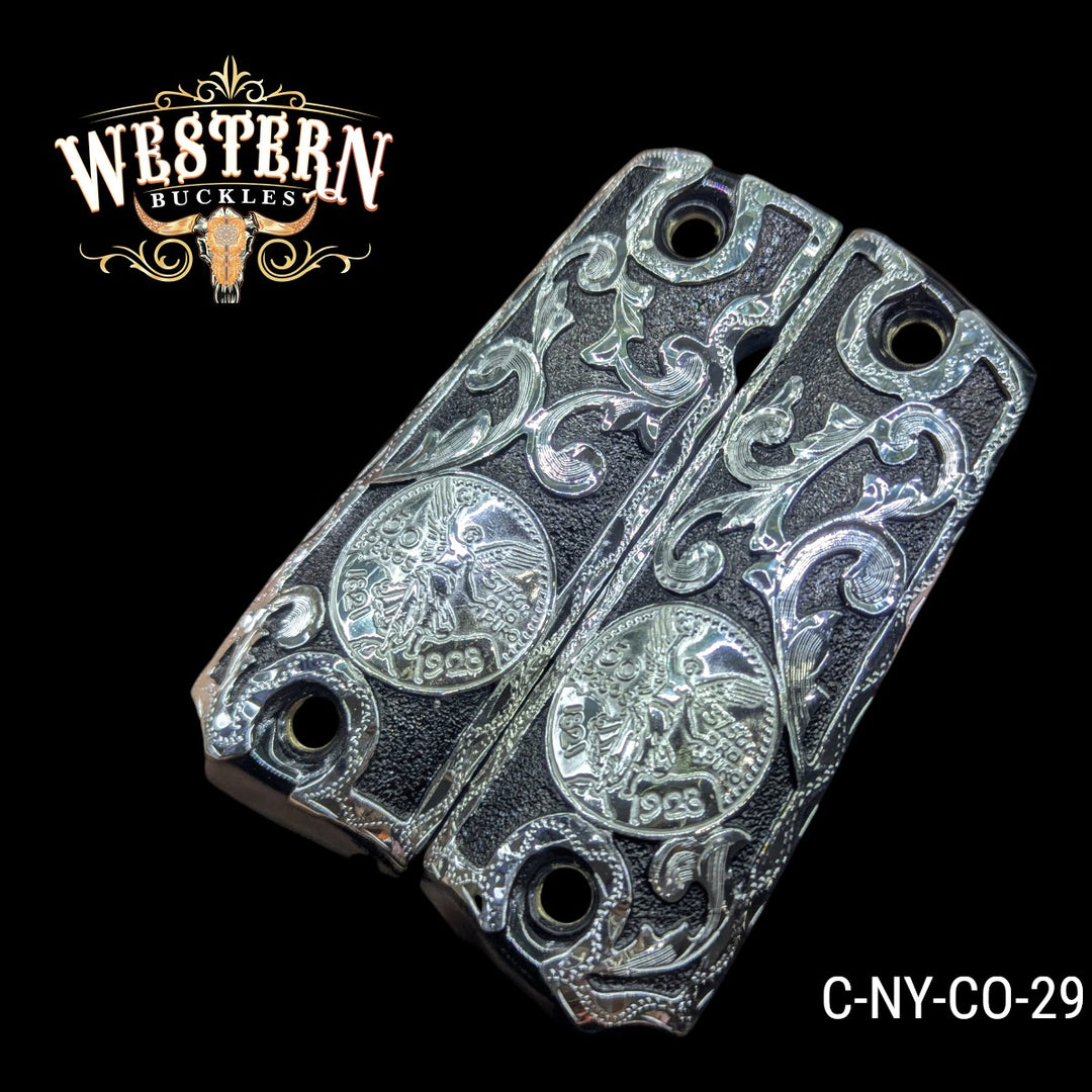 1911 Fullsize Black and Silver-Plated Centenario Grips