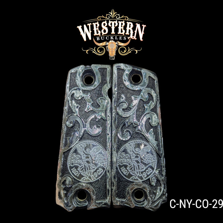 1911 Fullsize Black and Silver-Plated Centenario Grips