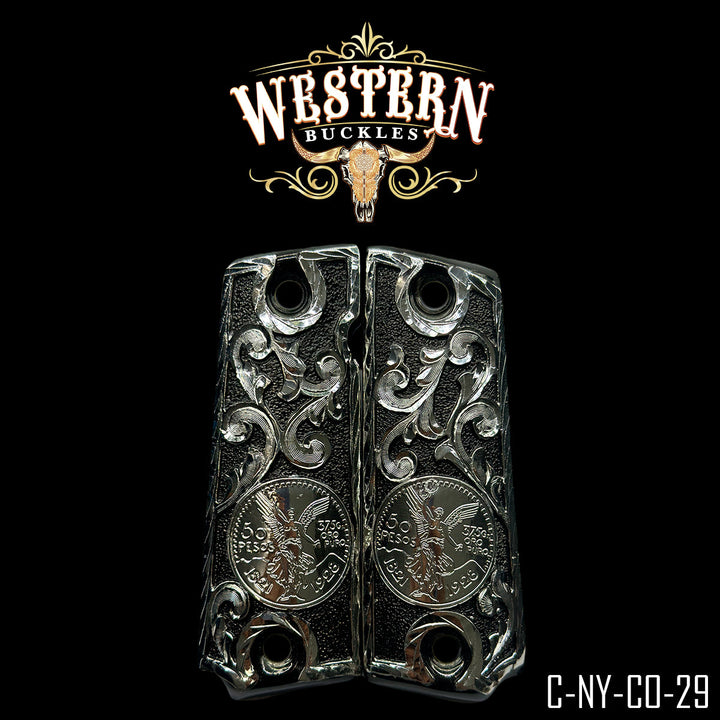 1911 Fullsize Black and Silver Centenario Grips-The Western Buckles