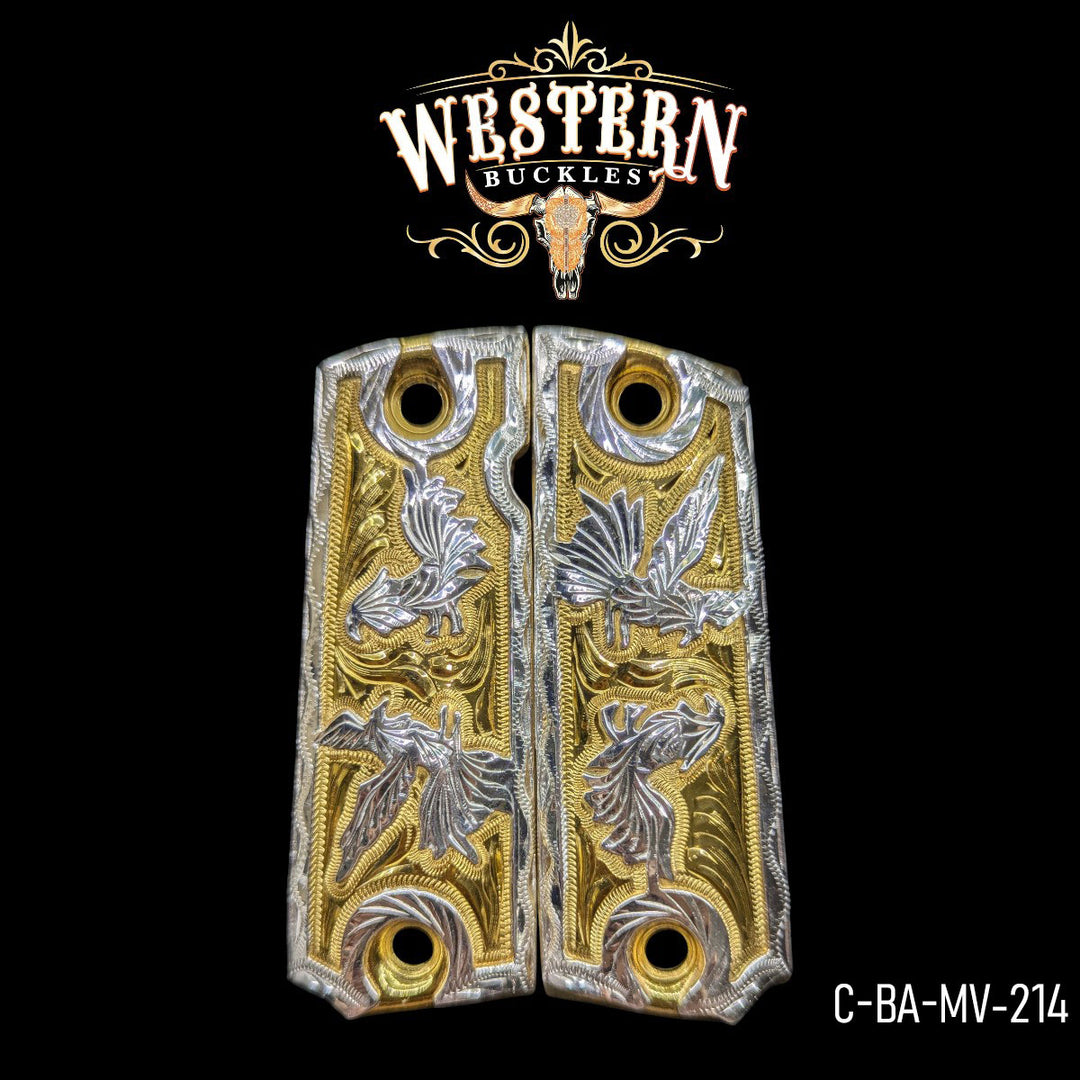 1911 Grips Gallo Rameado Plata-The Western Buckles