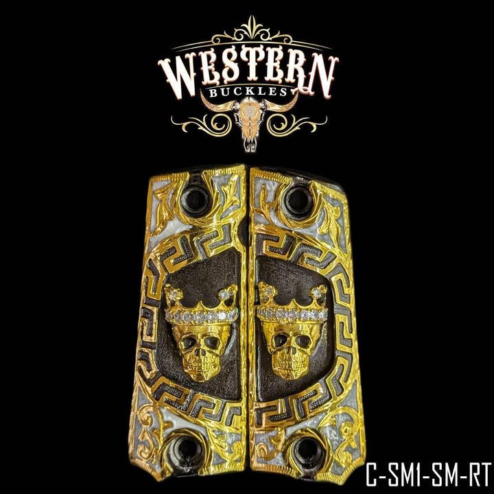 1911 Skull Gold and Black Resin with Zircoins-The Western Buckles