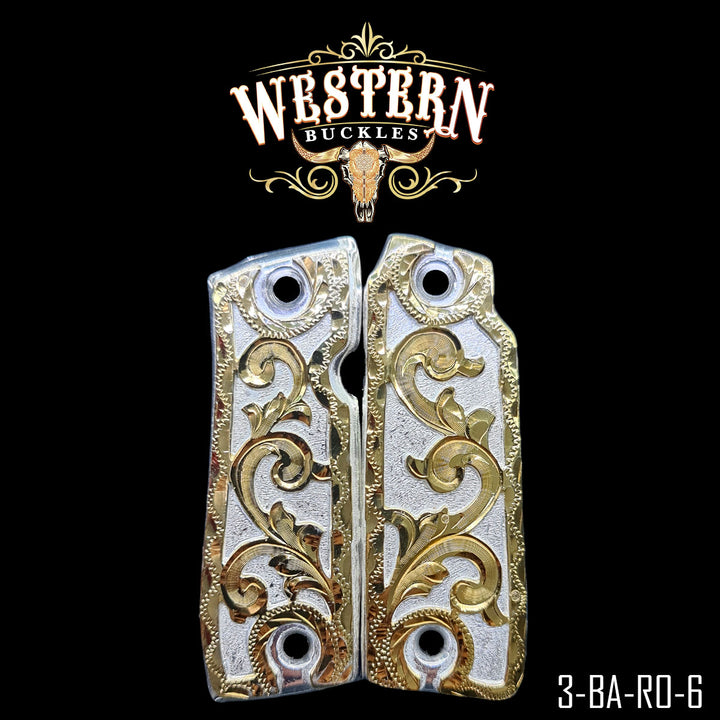 Colt Mustang .380 Gun Grips — Hand-Engraved | Handcrafted by Western Buckles | SKU 3-BA-RO-6