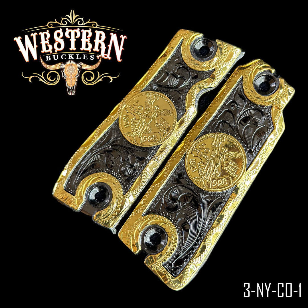 Colt 1911 Centenario Gun Grips — Detail View | Western Buckles Handcrafted | SKU 3-NY-CO-1
