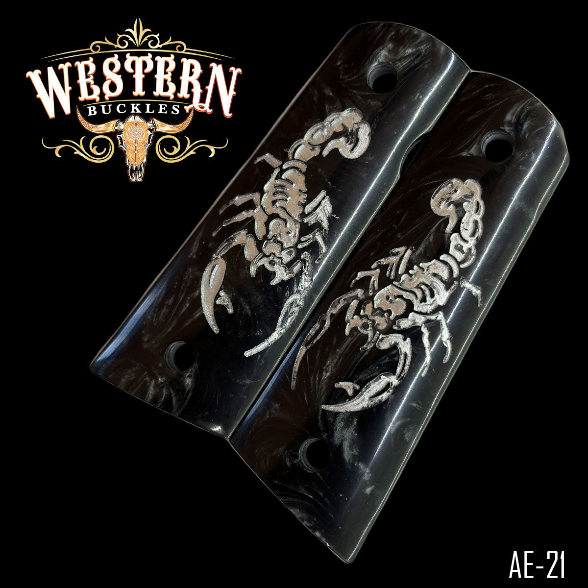 Cachas Colt 1911 Grips De Resina Negra Con Escorpion