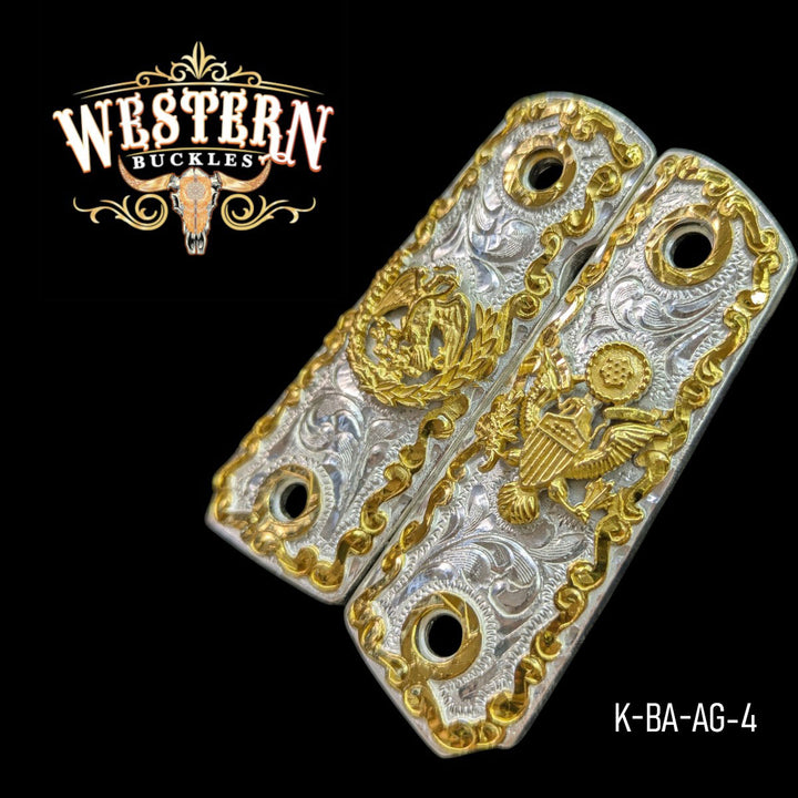 American Eagle Custom Grips for the Colt 1911 Compact — 24K Gold-Plated &amp; Silver-Plated