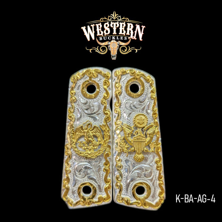 American Eagle Custom Grips for the Colt 1911 Compact — 24K Gold-Plated &amp; Silver-Plated