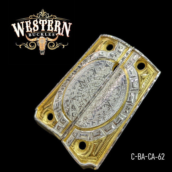 Aztec Calendar Custom Grips for 1911 Full-Size — 24K Gold-Plated &amp; Silver-Plated