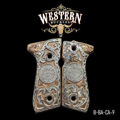 Cacha Beretta 92fs Calendario Azteca Oro Rosa con Ramos