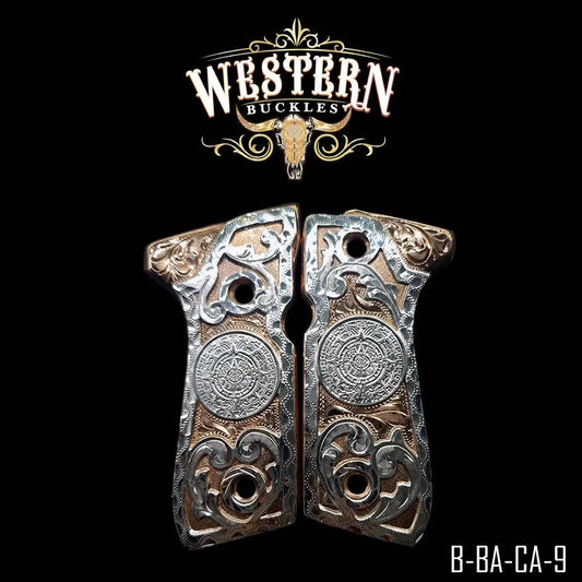 Cacha Beretta 92fs Calendario Azteca Oro Rosa con Ramos - Western Buckles